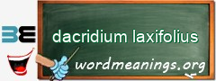 WordMeaning blackboard for dacridium laxifolius